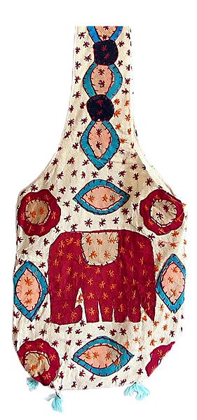 Embroidered Multicolor Cotton Bag