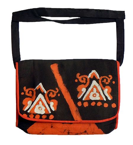 Shantiniketan Batik Bag with One Zipped and One Open Pocket