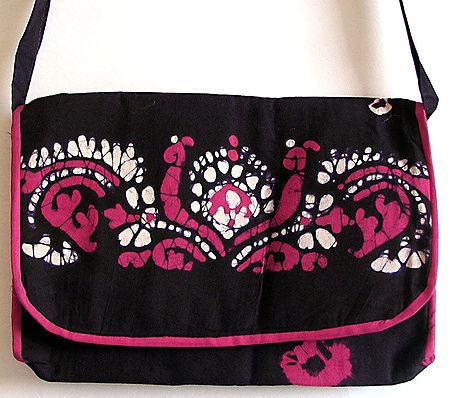 Batik Bag with One Zipped and One Open Pocket