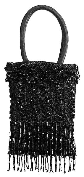 Black Beaded Party Purse