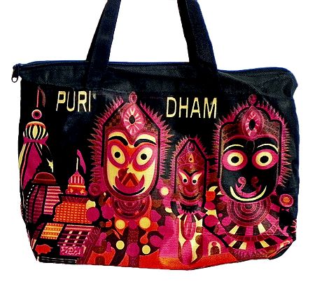 Jagannath Balaram Subhadra with Puri Temple Print on Cloth Bag