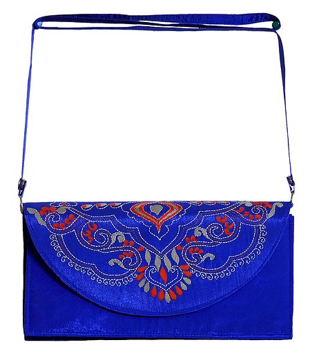 Blue Bag with Kantha Stitch