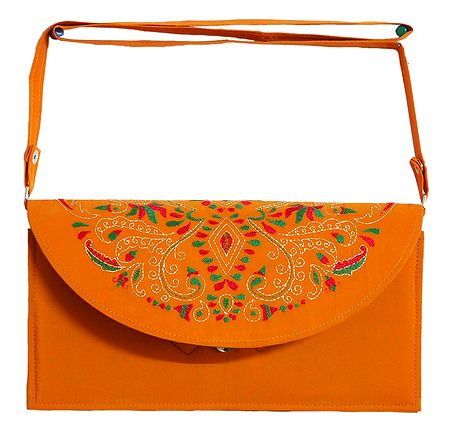 Yellow Bag with Kantha Stitch