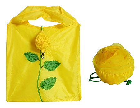Foldable Yellow Shopping Bag with Rose Cover