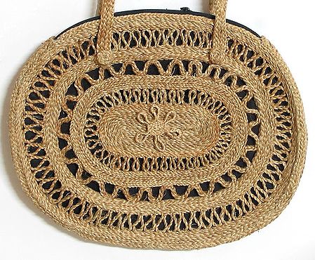 Jute Bag with Two Zipped Pockets and Shoulder Strap