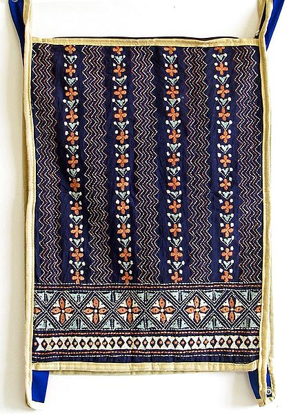 Kantha Embroidered Dark Blue Cotton Bag