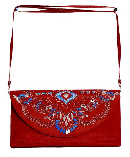 Red Bag with Kantha Stitch
