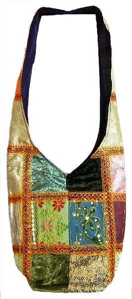 Patchwork Cotton Bag with Sequins