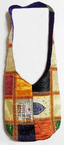 Multicolor Patchwork Cotton Bag with Sequins