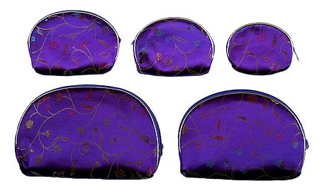 Set of 5 Purple Brocade Clutch Purse