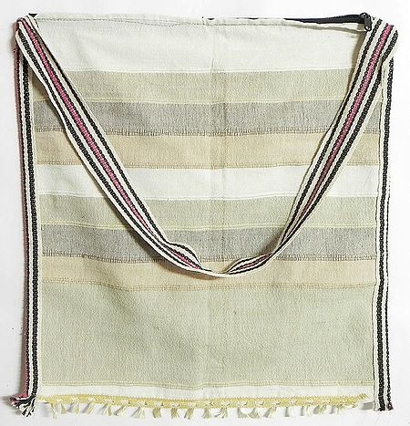 Cotton Shoulder Bag with One Zipped Pocket