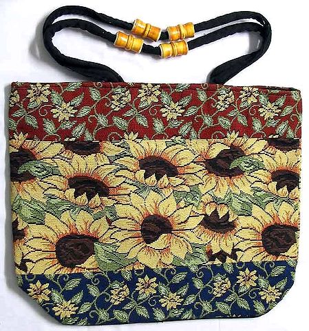 Weaved Shopping Bag with Floral Design