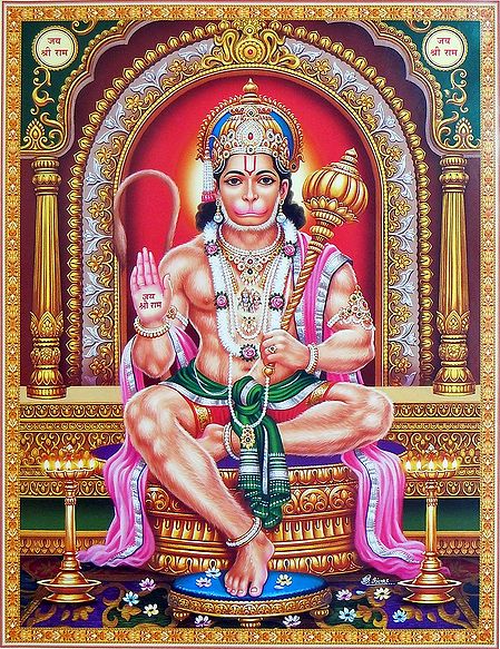 Hanuman Sitting on Throne