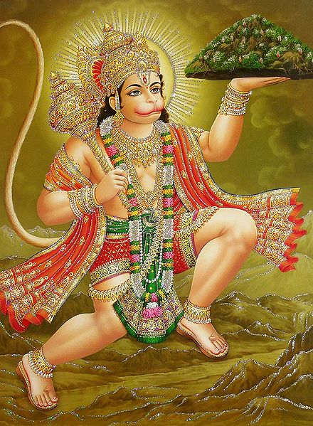  Hanuman Carrying Gandhamadan Parvat - Glitter Poster