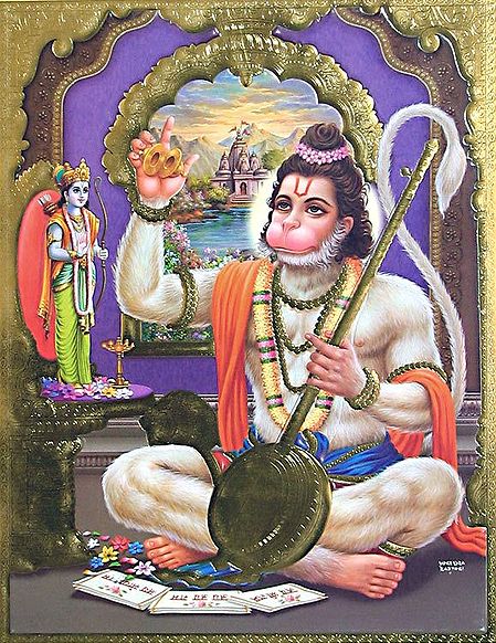 Hanuman Singing Hymns in Praise of Lord Rama
