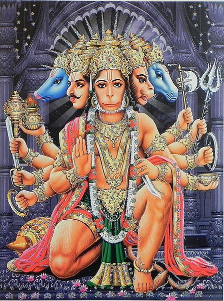 Panchamukhi Hanuman - Glitter Poster