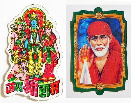 Ram Darbar and shirdi Sai Baba - Set of Two Stickers