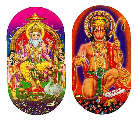 Vishwakarma and Hanuman - Set of 2 Stickers