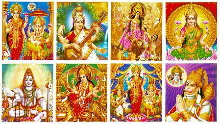 Hindu Gods and Goddesses - Set of Eight Stickers