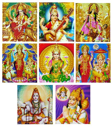 Hindu Gods and Goddesses - Set of 8 Stickers