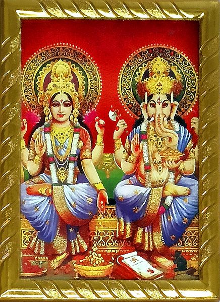 Lakshmi and Ganesha - Framed Picture