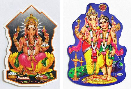 Ganesh and Kartikeya - Set of Two Stickers