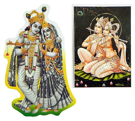 Radha krishna and Krishna - Set of Two Stickers