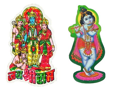 Ram Darbar and Krishna - Set of Two Stickers