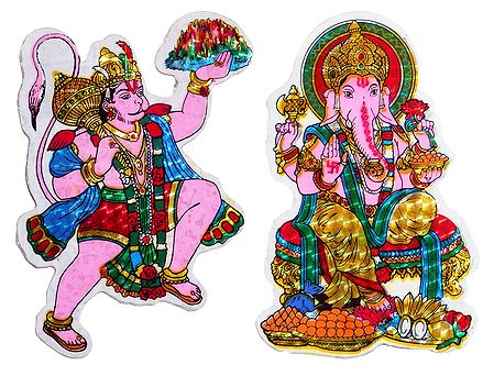 Hanuman and Ganesha - Set of 2 Stickers