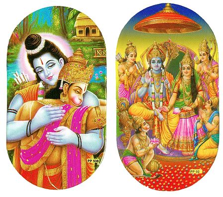 Rama, Hanuman and Ram Darbar - Set of Two Stickers