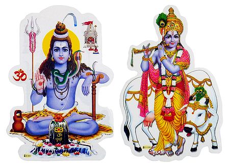 Lord Shiva and Lord Krishna - Set of 2 Stickers