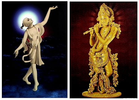 Chaitanyadev and Lord Krishna - Set of 2 Posters