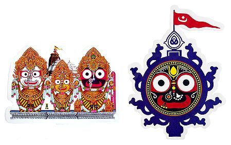 Jagannath, Balaram, Subhadra and Face of Jagannathdev - Set of 2 Stickers