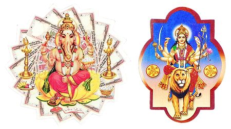 Ganesha and Bhagawati - Set of Two Stickers