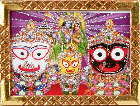 Jagannath, Balaram, Subhadra with Radha Krishna - Wall Hanging