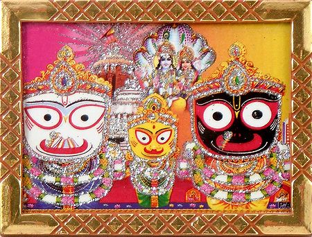 Jagannath, Balaram, Subhadra with Vishnu Lakshmi - Wall Hanging