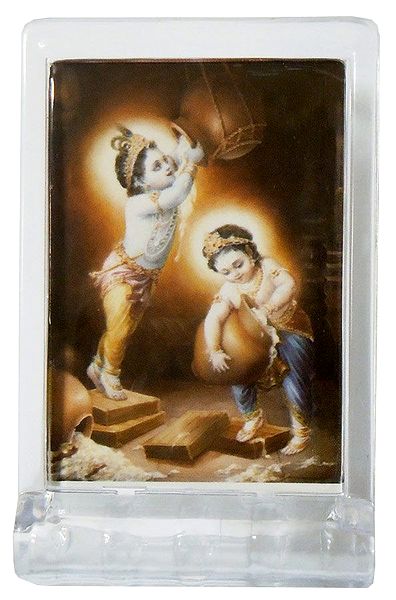 Makhan Chor Krishna and Balaram - Acrylic Table Top