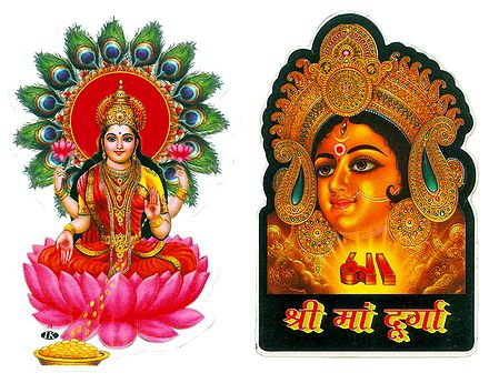 Lakshmi and Durga  - Set of Two Stickers