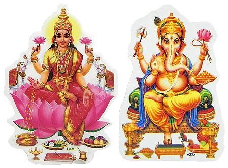 Lakshmi and Ganesha- Set of Two Stickers