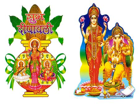 Lakshmi and Ganesha - Set of 2 Stickers