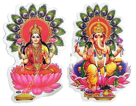 Lakshmi and Ganesha  - Set of Two Stickers