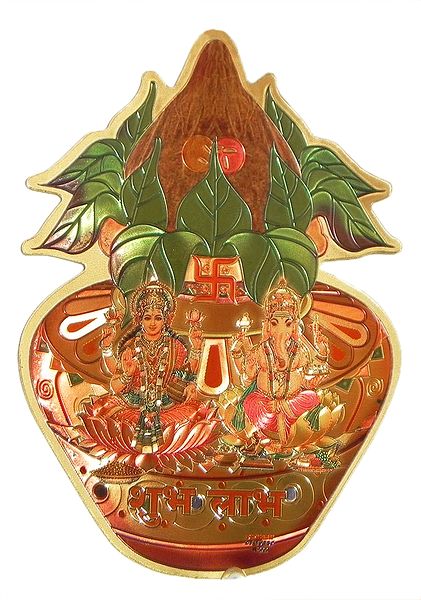 Lakshmi and Ganesha on Kalash