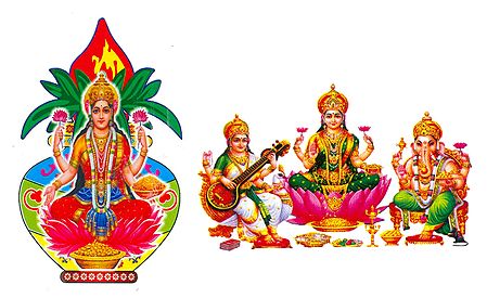 Lakshmi, Saraswati, Ganesha - Set of 2 Stickers