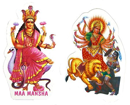Maa Manasa and Durga - Set of Two Stickers