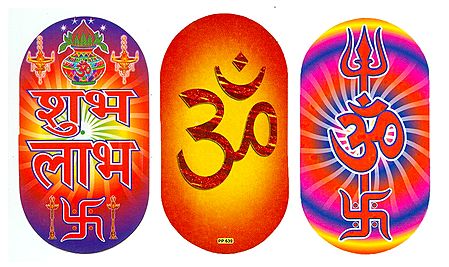 Shubh Labh and Om - Set of 3 Stickers