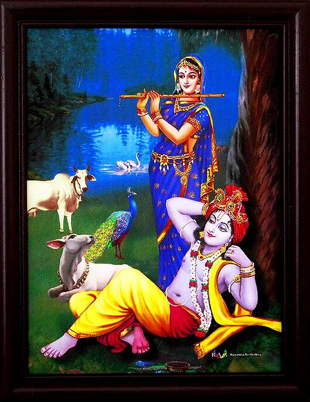 Krishna Enjoying Radha's Flute