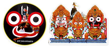 Jagannath, Balaram, Subhadra and Face of Jagannathdev - Set of 2 Stickers
