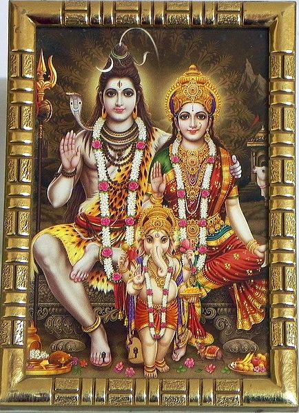 Lord Shiva and Parvati with Ganesha