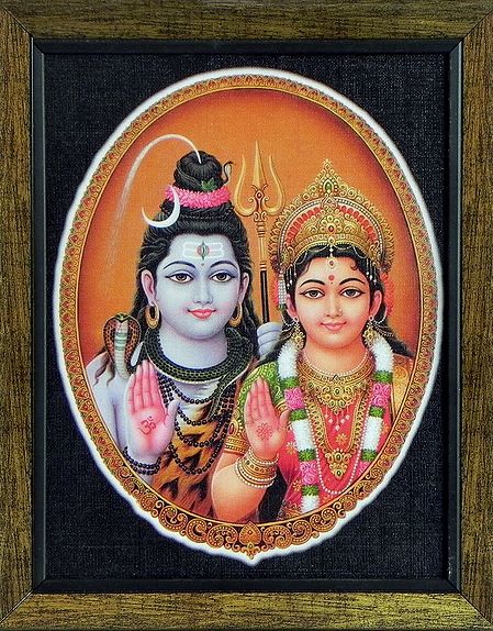 Shiva Parvati - Print on Harboard - Wall Hanging