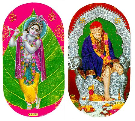 Krishna and Shirdi Sai Baba - Set of Two Stickers